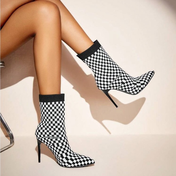 Geometric Pattern Fashionable Stiletto Heel Women Mid-Calf Boots Size Fit Like 7 - Picture 3 of 5